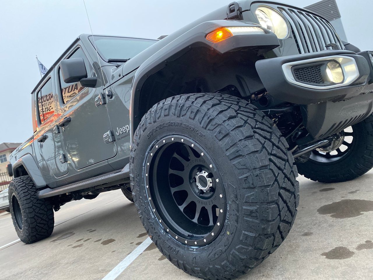 A lifted custom build on aggressive off-road tires