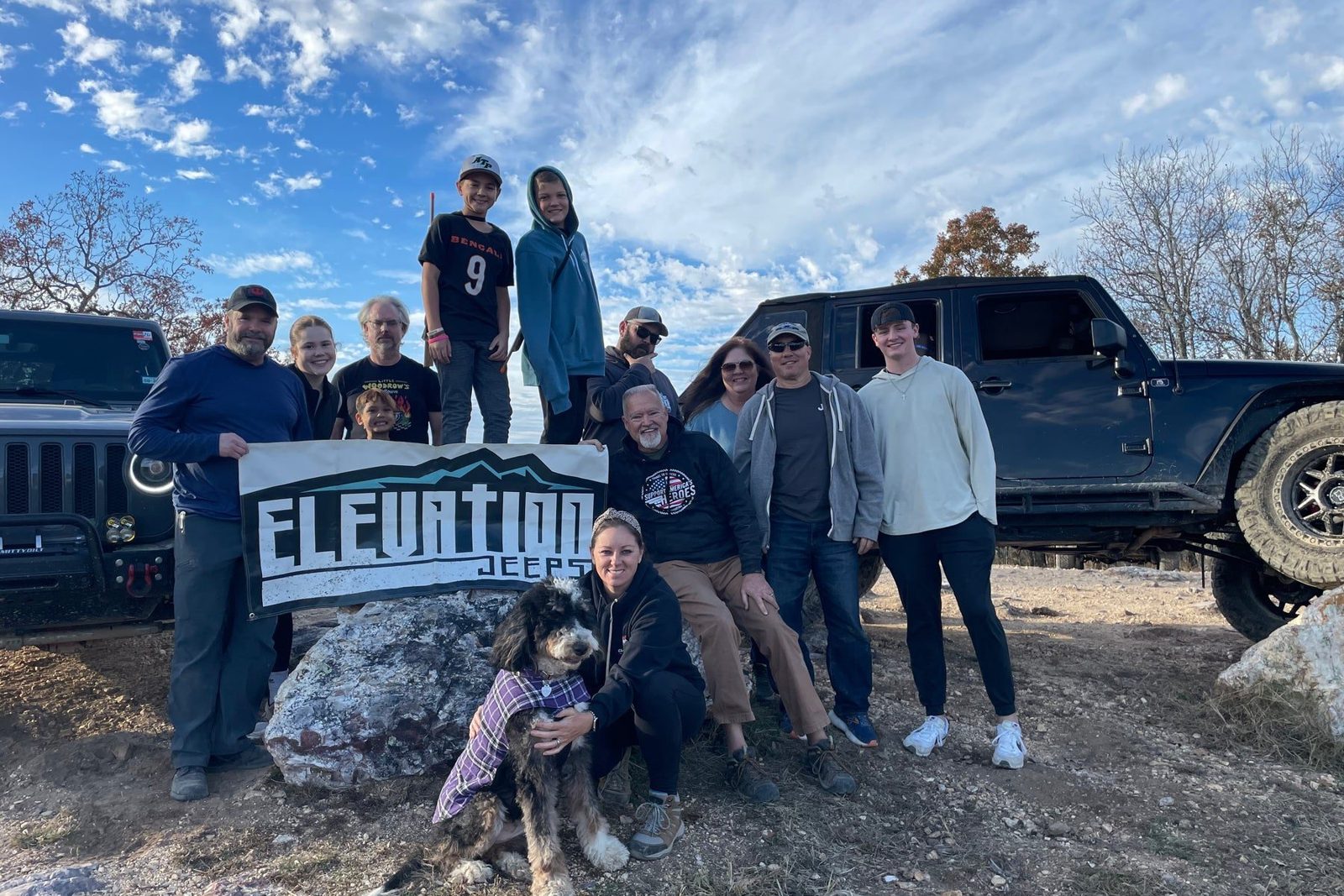 The Elevation Nation crew out at a trailhead