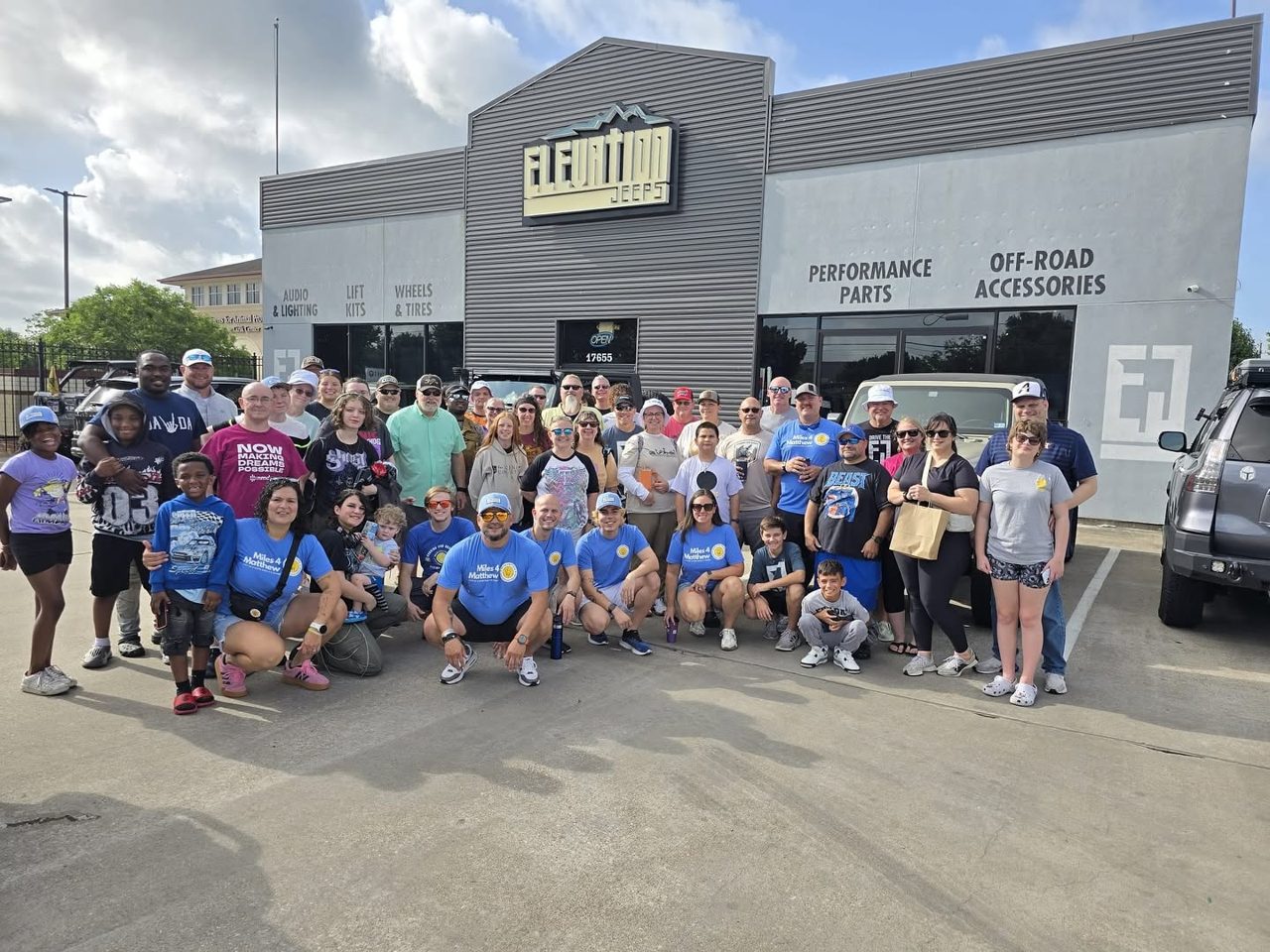 The Elevation Nation crew gathered at the shop